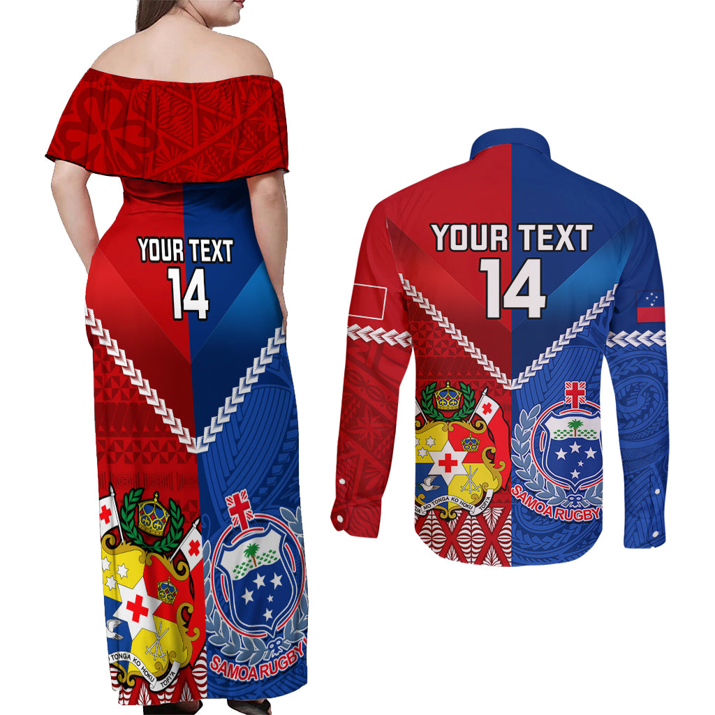 custom-samoa-and-tonga-rugby-couples-matching-off-shoulder-maxi-dress-and-long-sleeve-button-shirts-2023-world-cup-manu-samoa-with-ikale-tahi