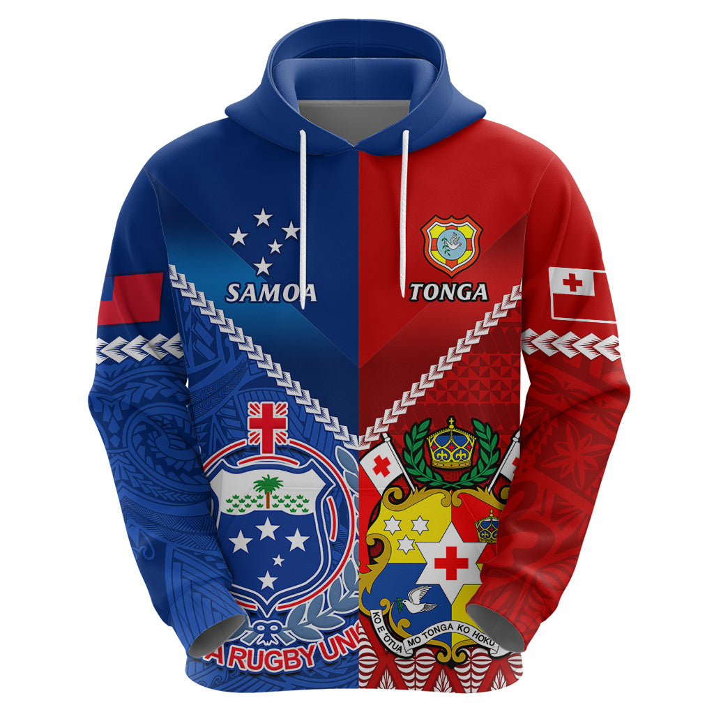 Custom Samoa And Tonga Rugby Hoodie 2023 World Cup Manu Samoa With Ikale Tahi LT14 - Polynesian Pride