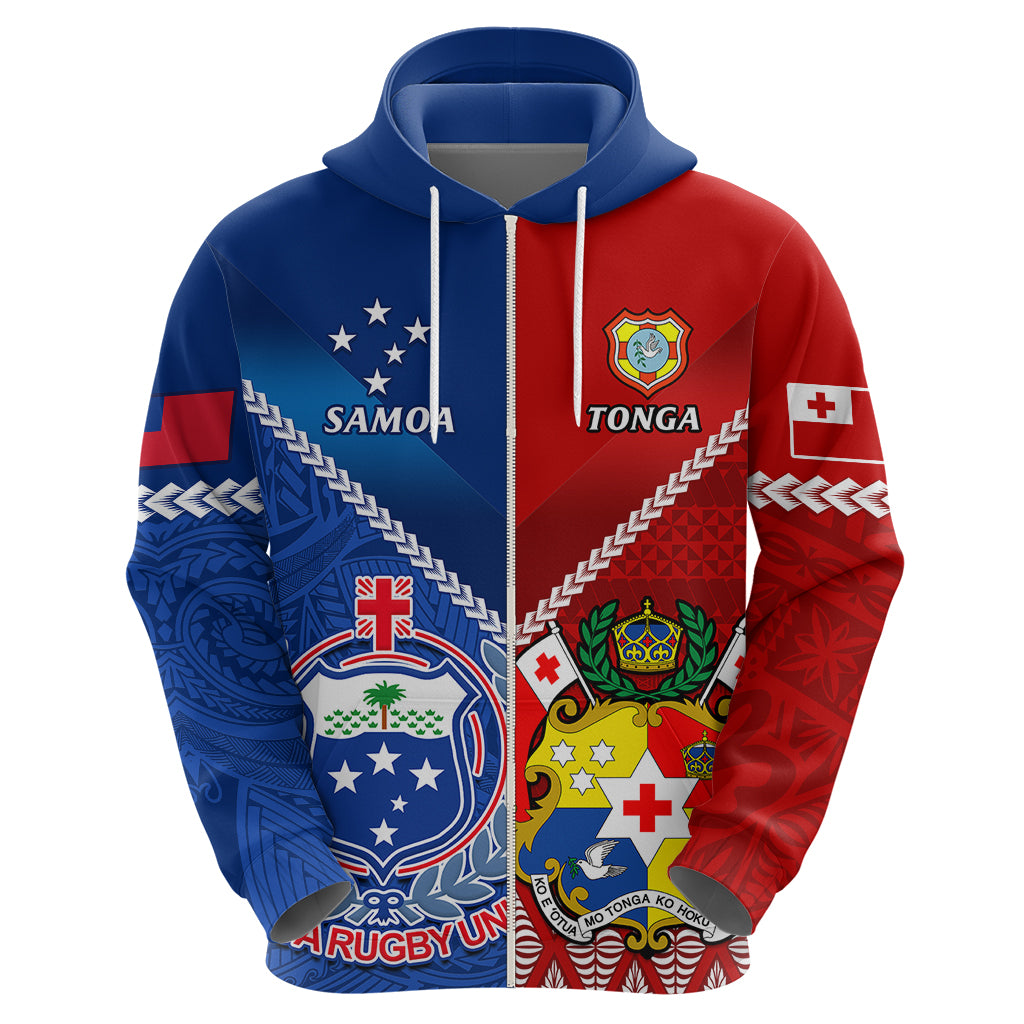 Custom Samoa And Tonga Rugby Hoodie 2023 World Cup Manu Samoa With Ikale Tahi LT14 - Polynesian Pride