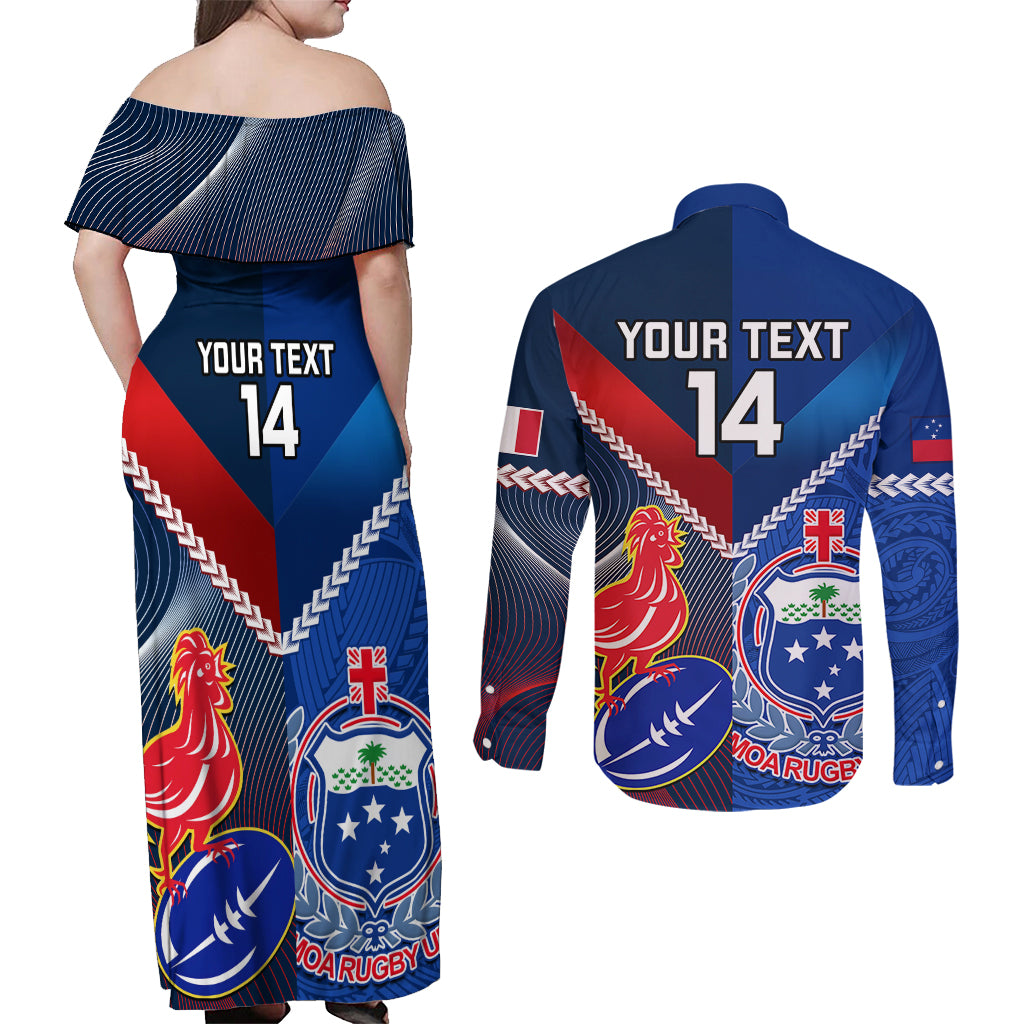 custom-samoa-and-france-rugby-couples-matching-off-shoulder-maxi-dress-and-long-sleeve-button-shirts-2023-world-cup-manu-samoa-with-les-bleus