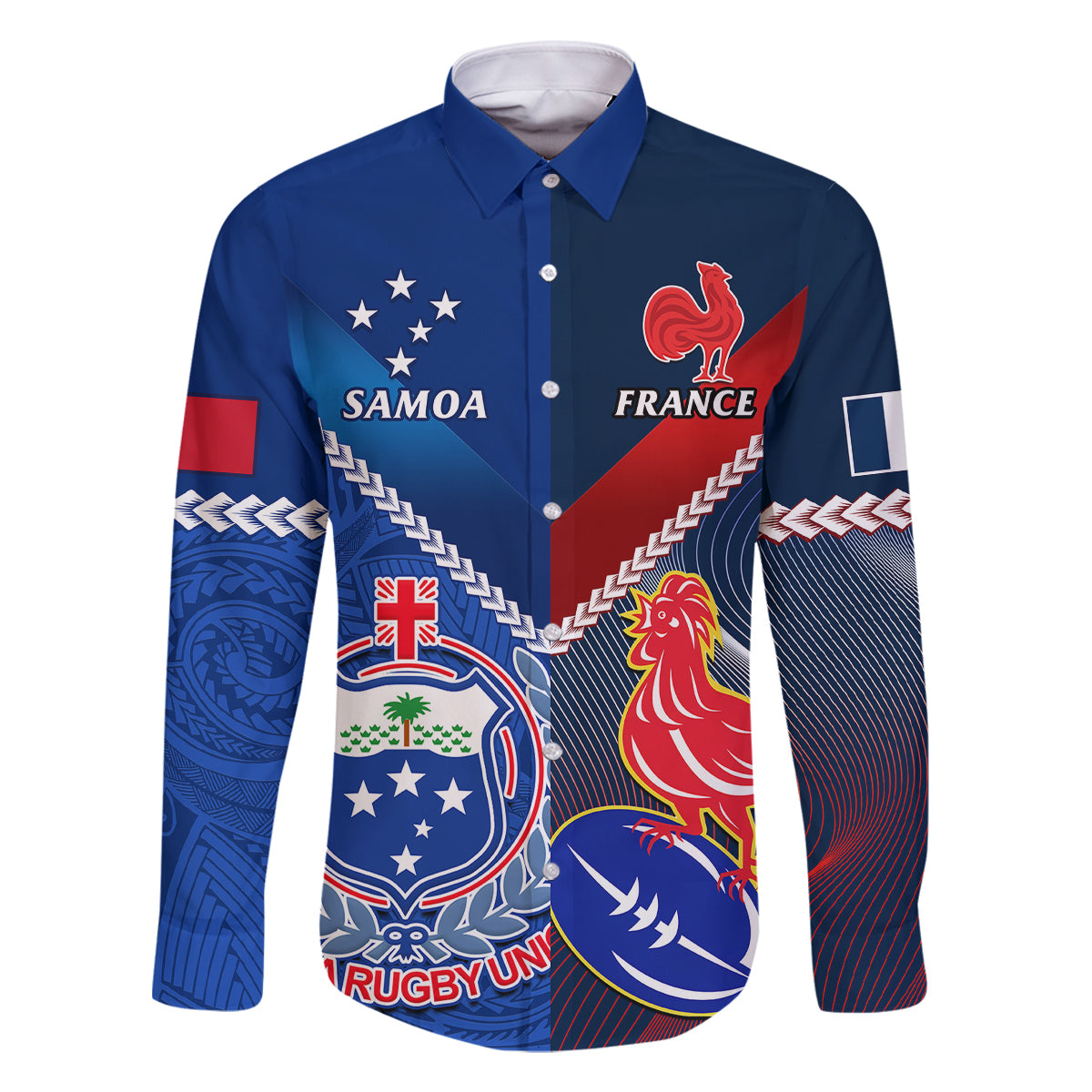 custom-samoa-and-france-rugby-family-matching-long-sleeve-bodycon-dress-and-hawaiian-shirt-2023-world-cup-manu-samoa-with-les-bleus