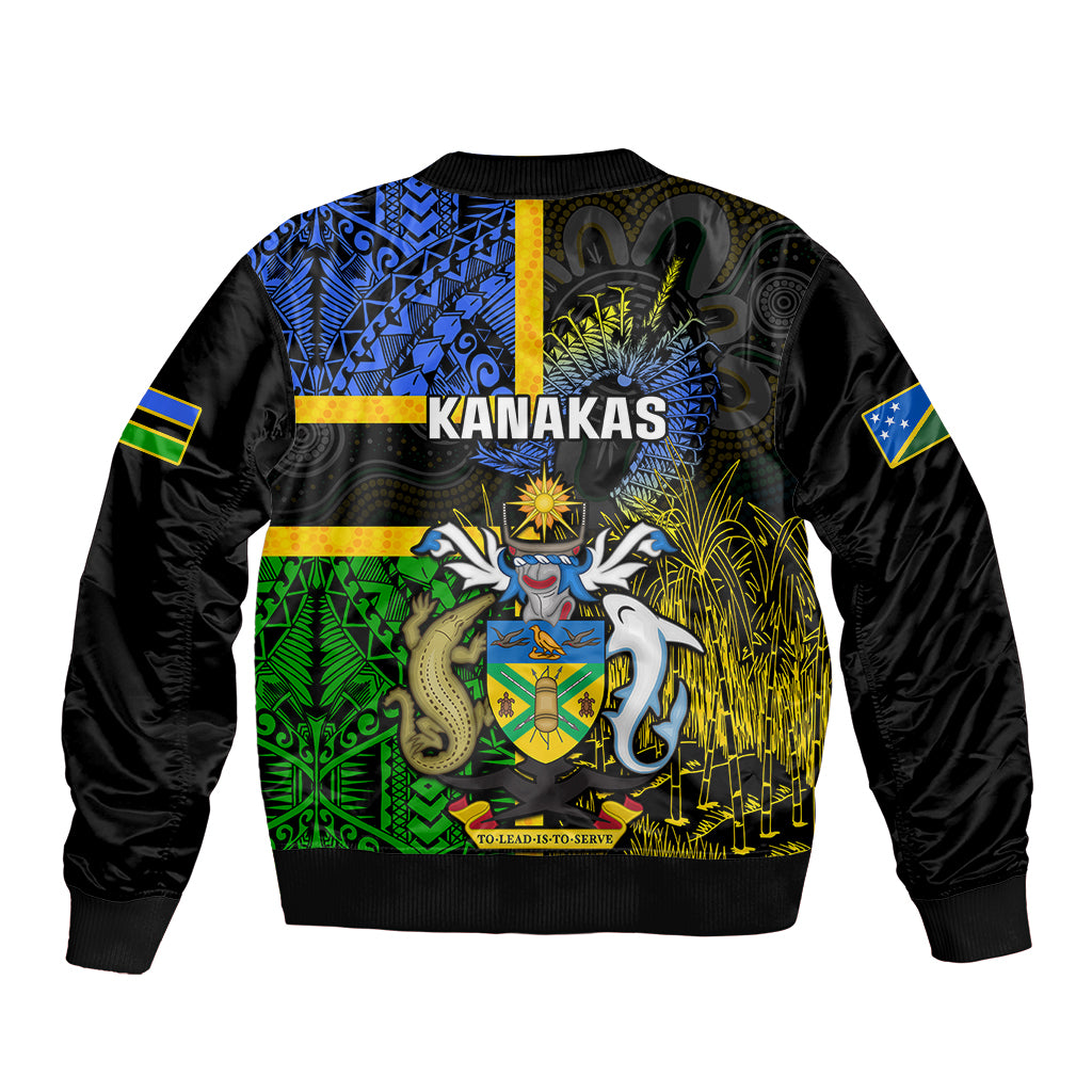 South Sea Islanders Bomber Jacket Kanakas With Solomon Islands Coat Of Arms LT14 - Polynesian Pride