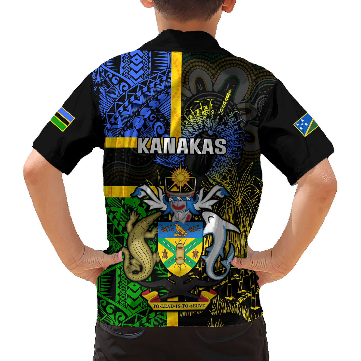South Sea Islanders Kid Hawaiian Shirt Kanakas With Solomon Islands Coat Of Arms LT14 - Polynesian Pride