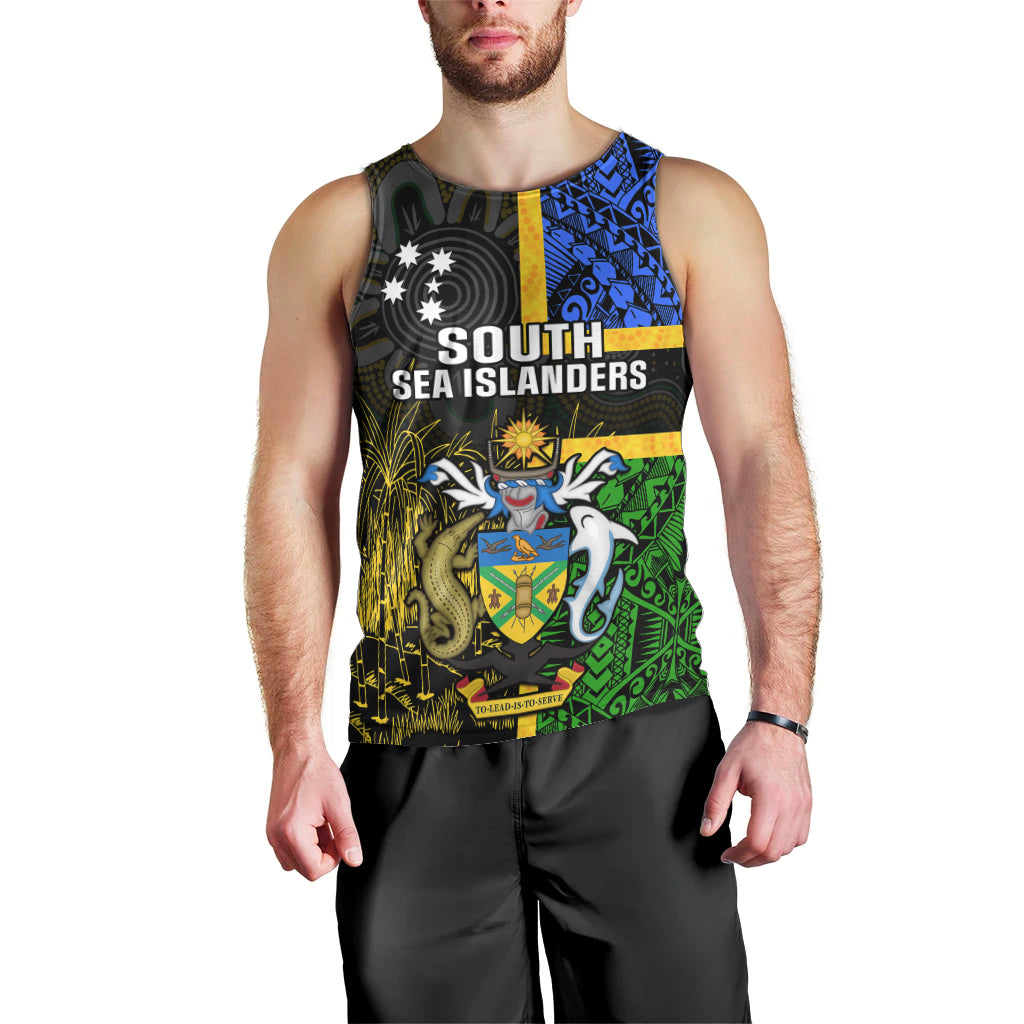 South Sea Islanders Men Tank Top Kanakas With Solomon Islands Coat Of Arms LT14 - Polynesian Pride