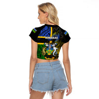 South Sea Islanders Raglan Cropped T Shirt Kanakas With Solomon Islands Coat Of Arms LT14 - Polynesian Pride