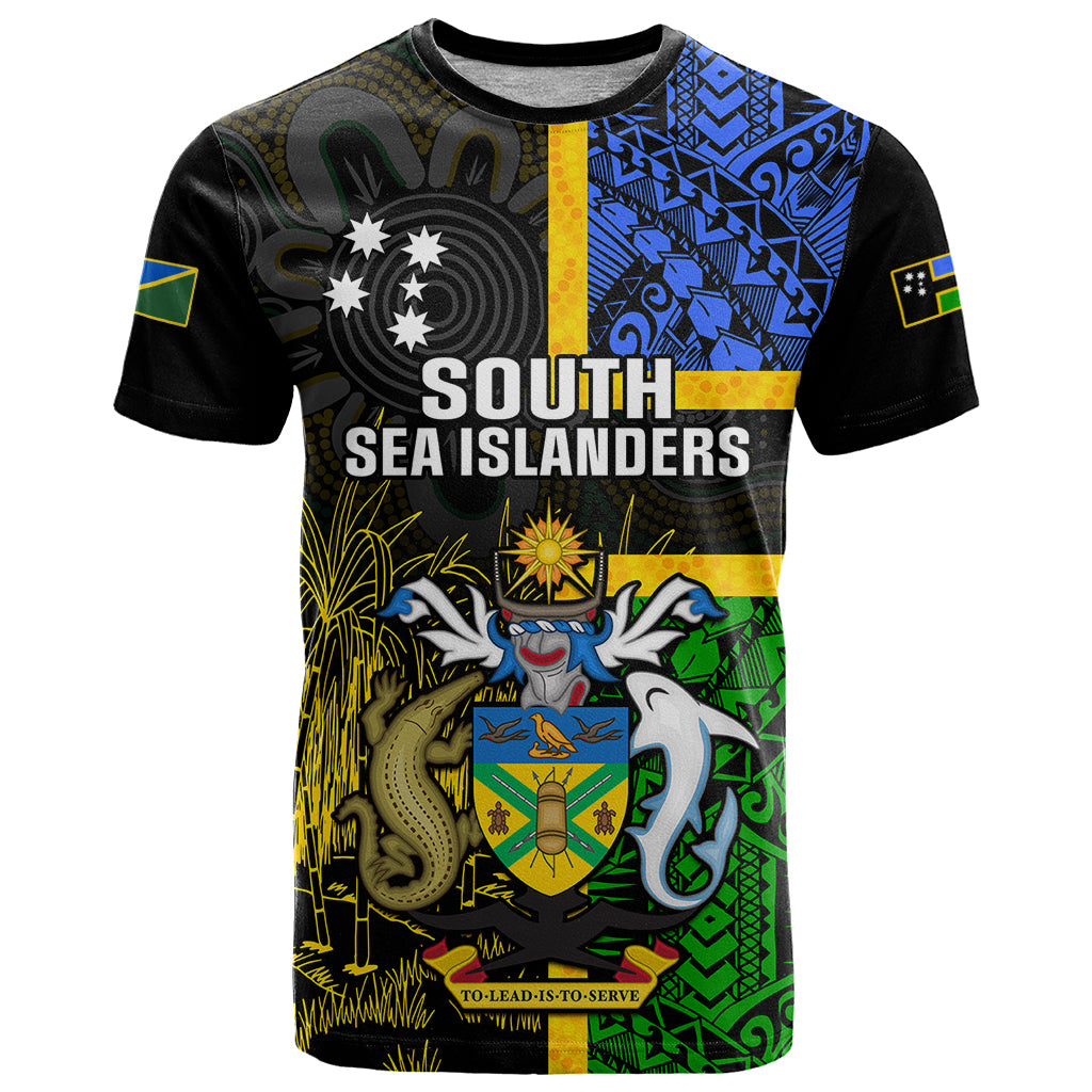 South Sea Islanders T Shirt Kanakas With Solomon Islands Coat Of Arms LT14 Black - Polynesian Pride