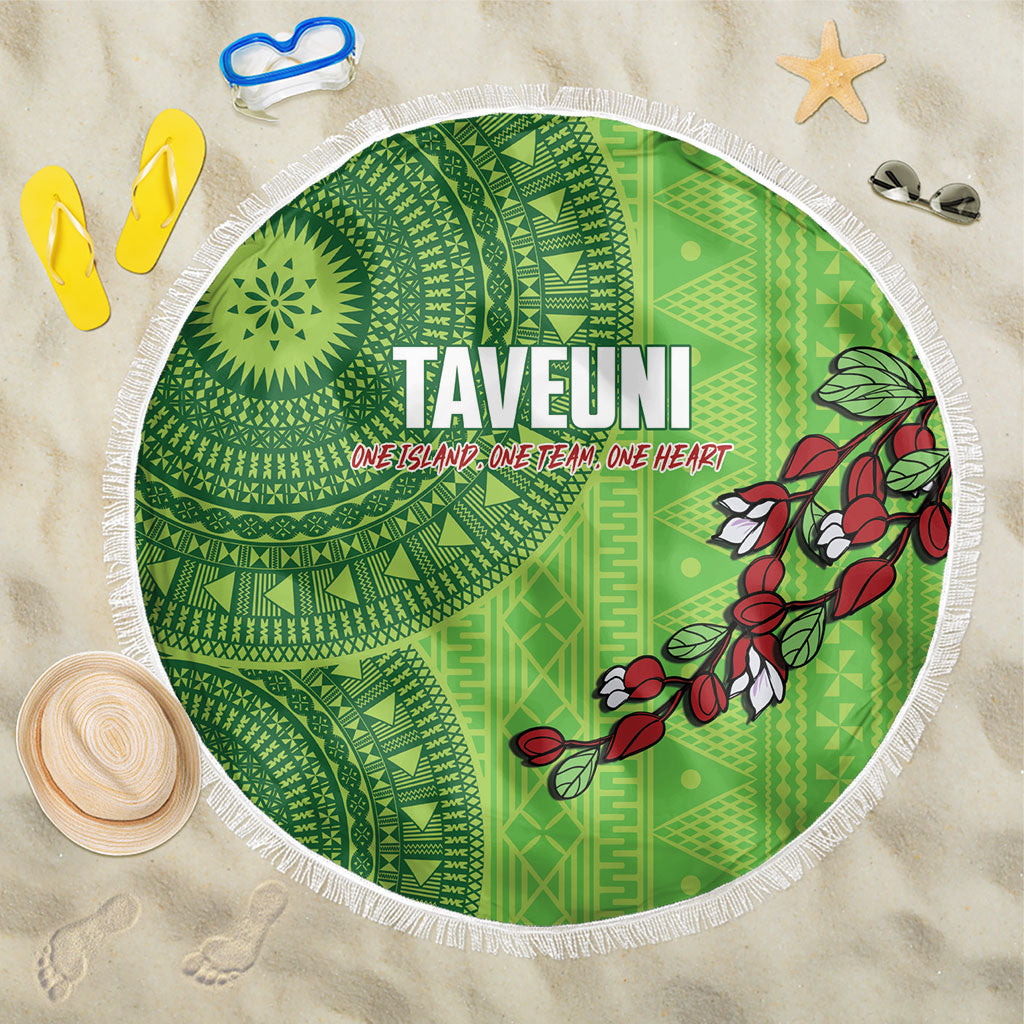 Taveuni Fiji 2026 Rugby Beach Blanket Tagimoucia Fijian Tapa Pattern LT14 One Size 150cm Green - Polynesian Pride