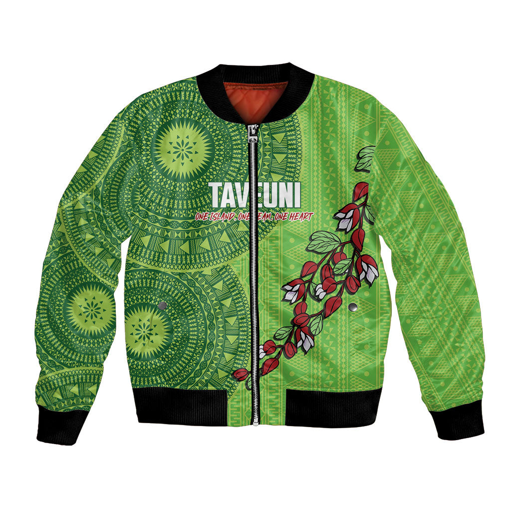 Taveuni Fiji 2026 Rugby Custom Bomber Jacket Tagimoucia Fijian Tapa Pattern LT14 Unisex Green - Polynesian Pride