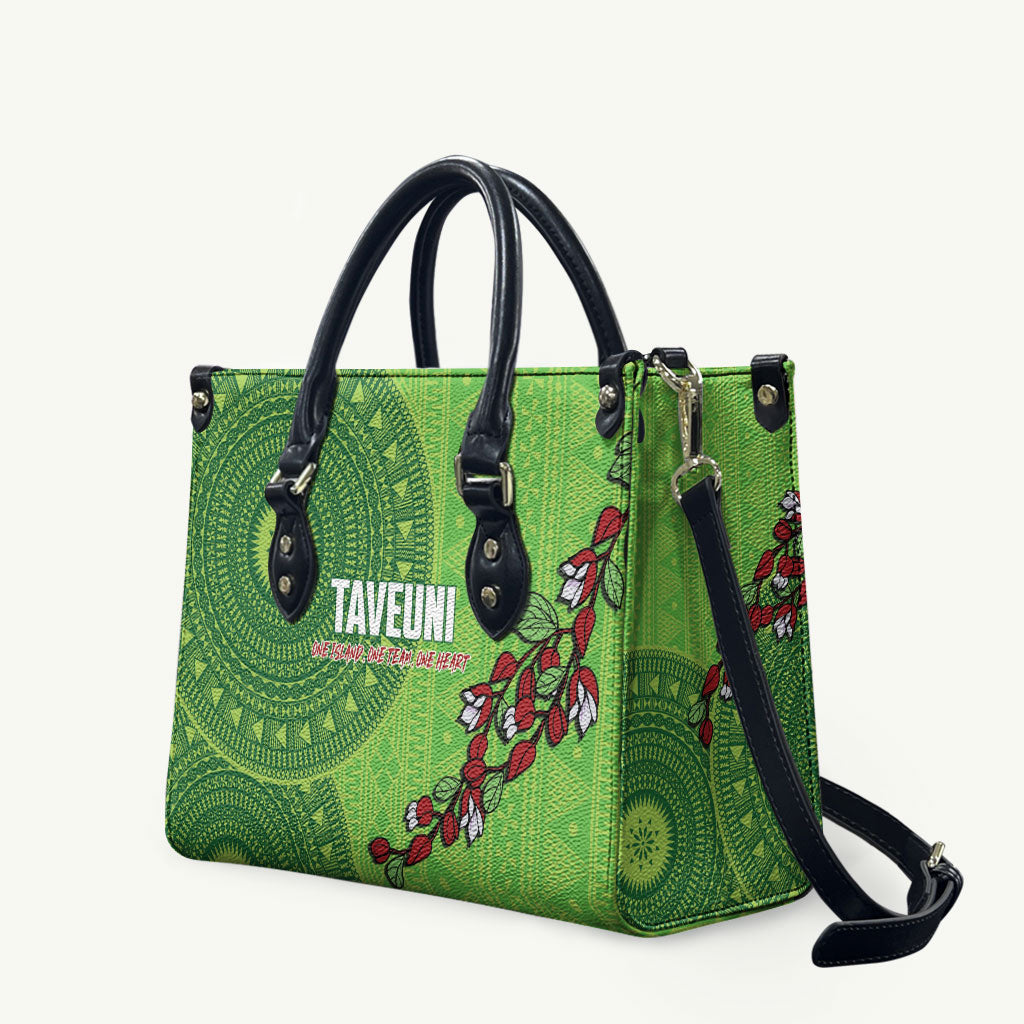 Taveuni Fiji 2026 Rugby Leather Bag Tagimoucia Fijian Tapa Pattern LT14 Green - Polynesian Pride