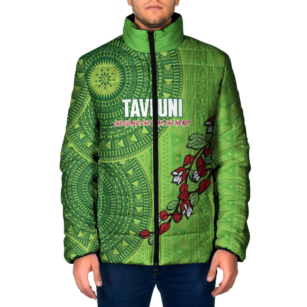 Taveuni Fiji 2026 Rugby Custom Padded Jacket Tagimoucia Fijian Tapa Pattern LT14 Men Green - Polynesian Pride