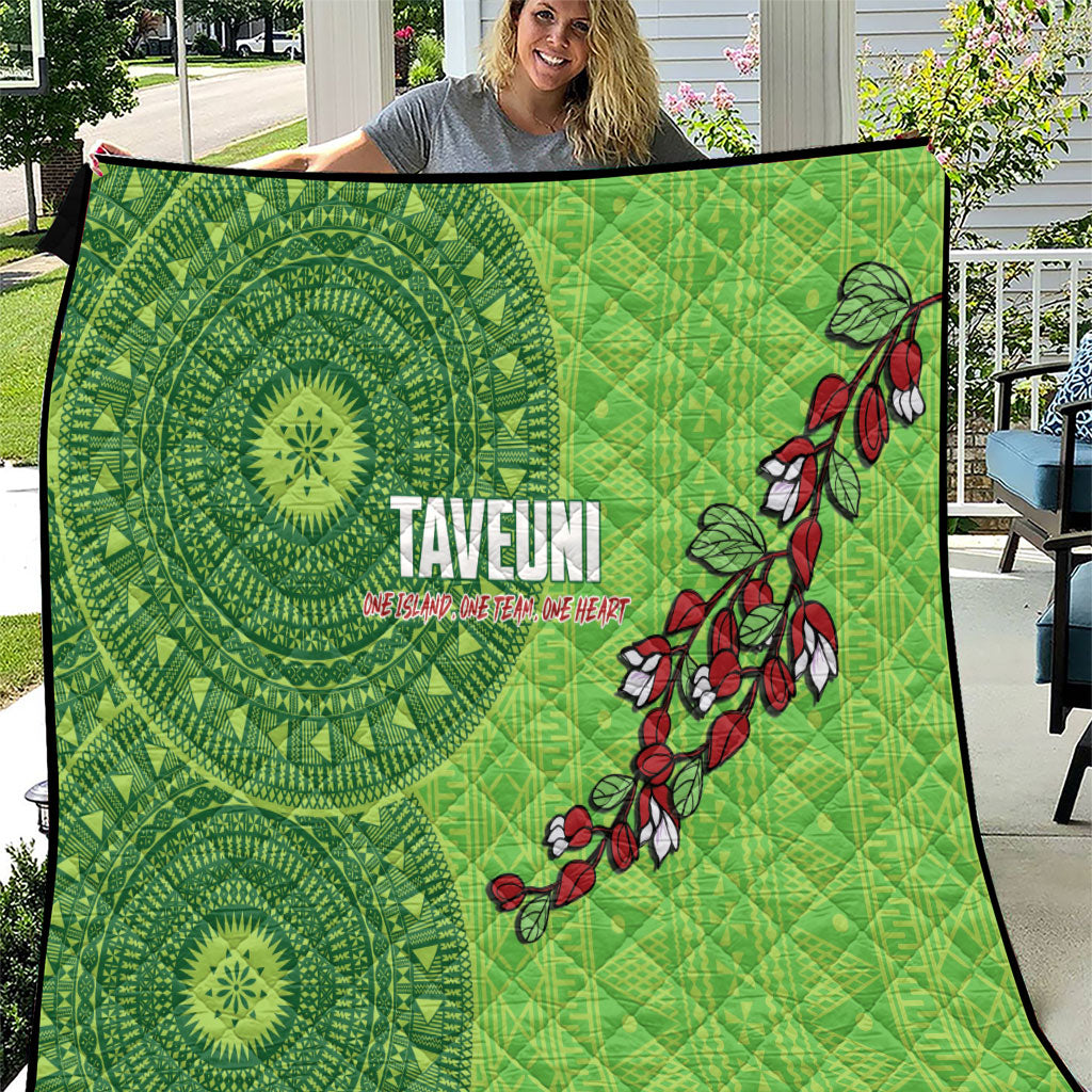 Taveuni Fiji 2026 Rugby Quilt Tagimoucia Fijian Tapa Pattern LT14 Green - Polynesian Pride