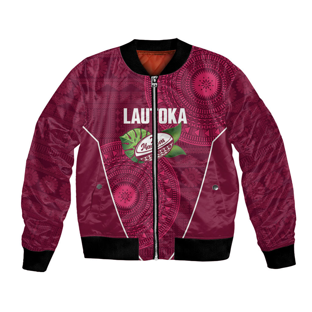Lautoka Fiji 2026 Rugby Custom Bomber Jacket Go Maroons Fijian Tapa Pattern LT14 Unisex Maroon - Polynesian Pride
