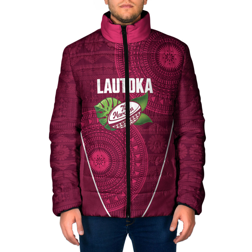 Lautoka Fiji 2026 Rugby Custom Padded Jacket Go Maroons Fijian Tapa Pattern LT14 Men Maroon - Polynesian Pride