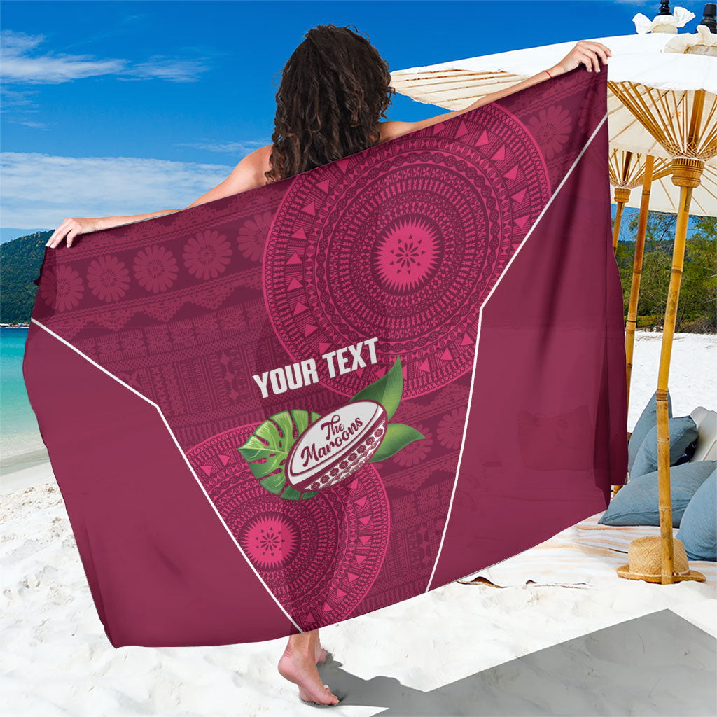 Lautoka Fiji 2026 Rugby Custom Sarong Go Maroons Fijian Tapa Pattern LT14 One Size 44 x 66 inches Maroon - Polynesian Pride