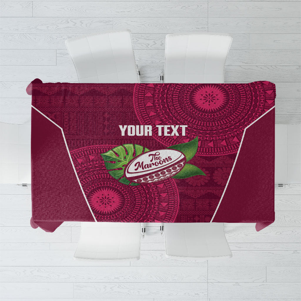 Lautoka Fiji 2026 Rugby Custom Tablecloth Go Maroons Fijian Tapa Pattern LT14 Maroon - Polynesian Pride