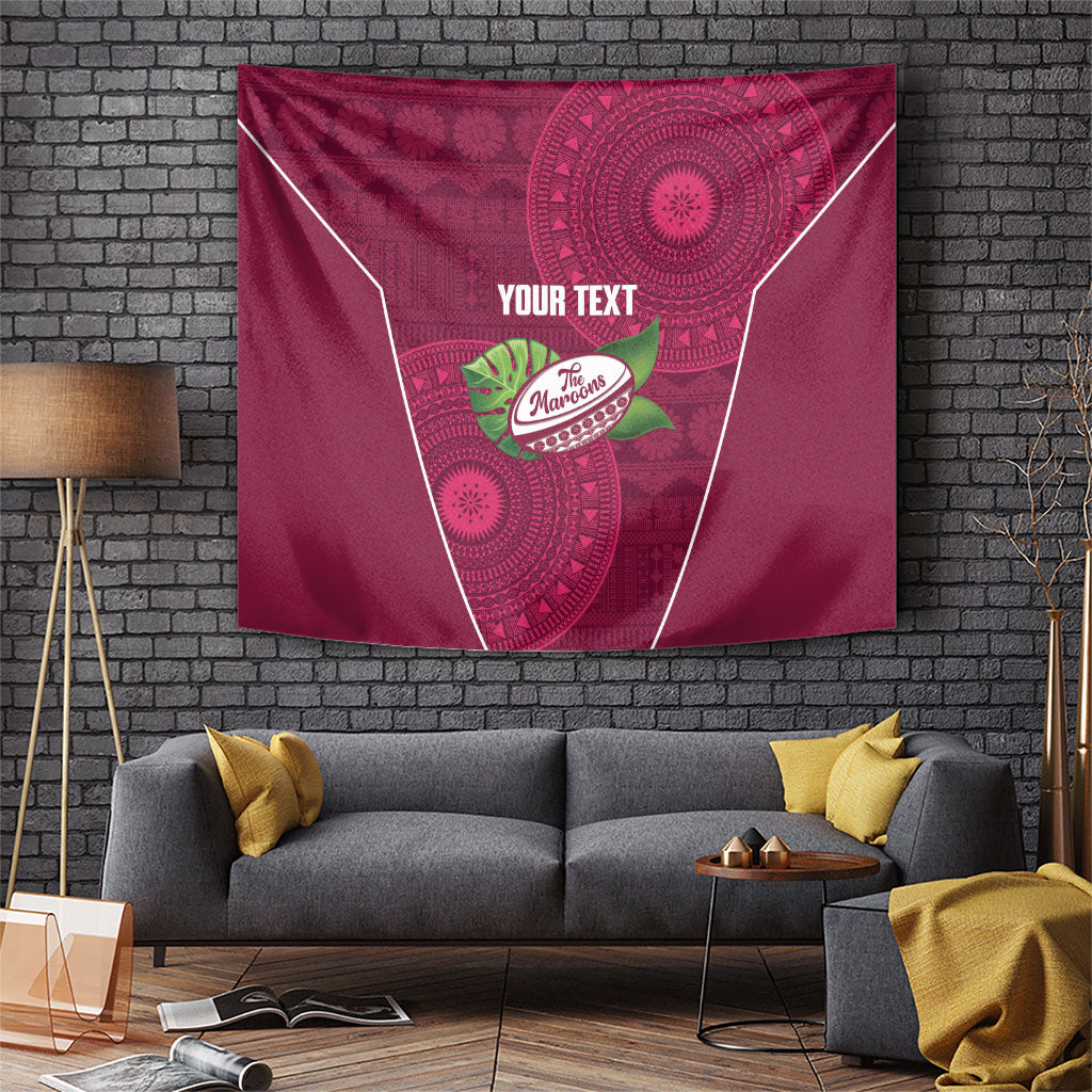 Lautoka Fiji 2026 Rugby Custom Tapestry Go Maroons Fijian Tapa Pattern LT14 Maroon - Polynesian Pride