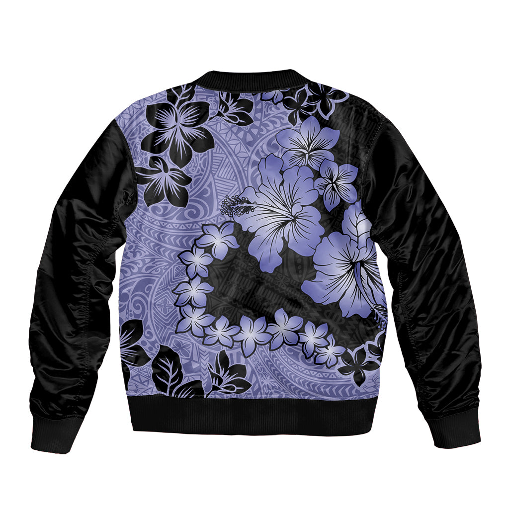 Purple Hawaii Bomber Jacket Tapa Cloth Mix Tropical Flowers Pastel Vibes LT14 - Polynesian Pride