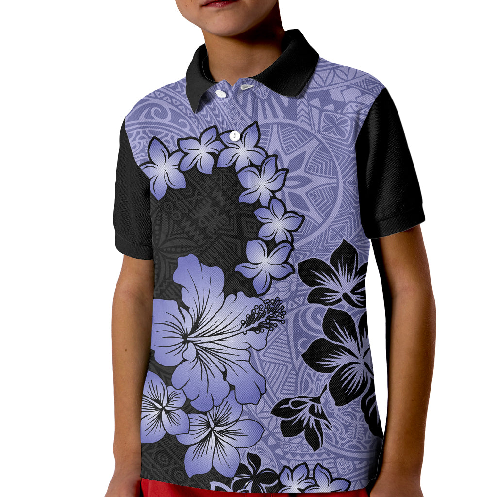 Purple Hawaii Kid Polo Shirt Tapa Cloth Mix Tropical Flowers Pastel Vibes LT14 Kid Purple - Polynesian Pride