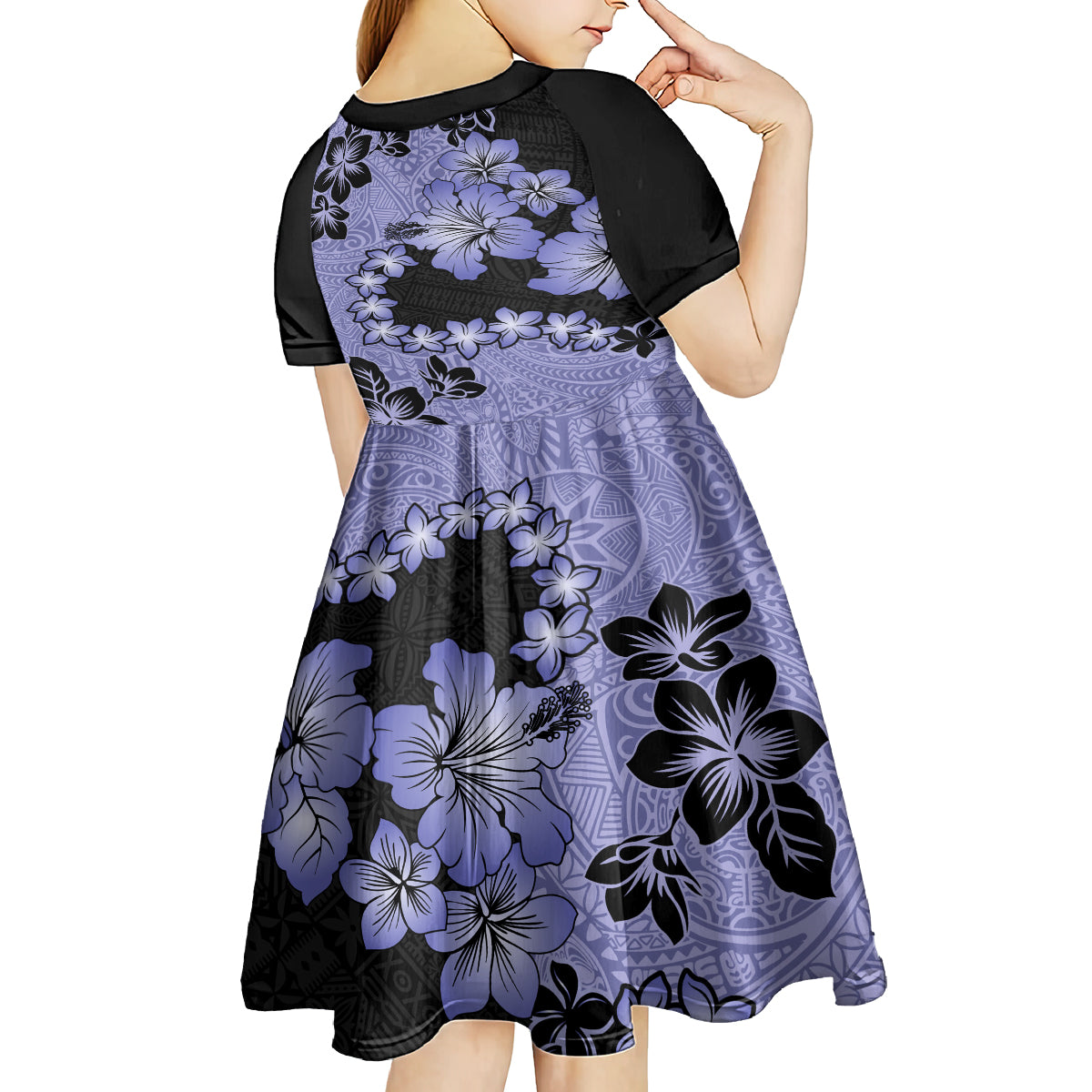 Purple Hawaii Kid Short Sleeve Dress Tapa Cloth Mix Tropical Flowers Pastel Vibes LT14 - Polynesian Pride
