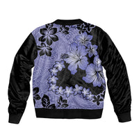 Purple Hawaii Sleeve Zip Bomber Jacket Tapa Cloth Mix Tropical Flowers Pastel Vibes LT14 - Polynesian Pride