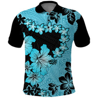 Blue Hawaii Polo Shirt Tapa Cloth Mix Tropical Flowers Pastel Vibes LT14 Blue - Polynesian Pride