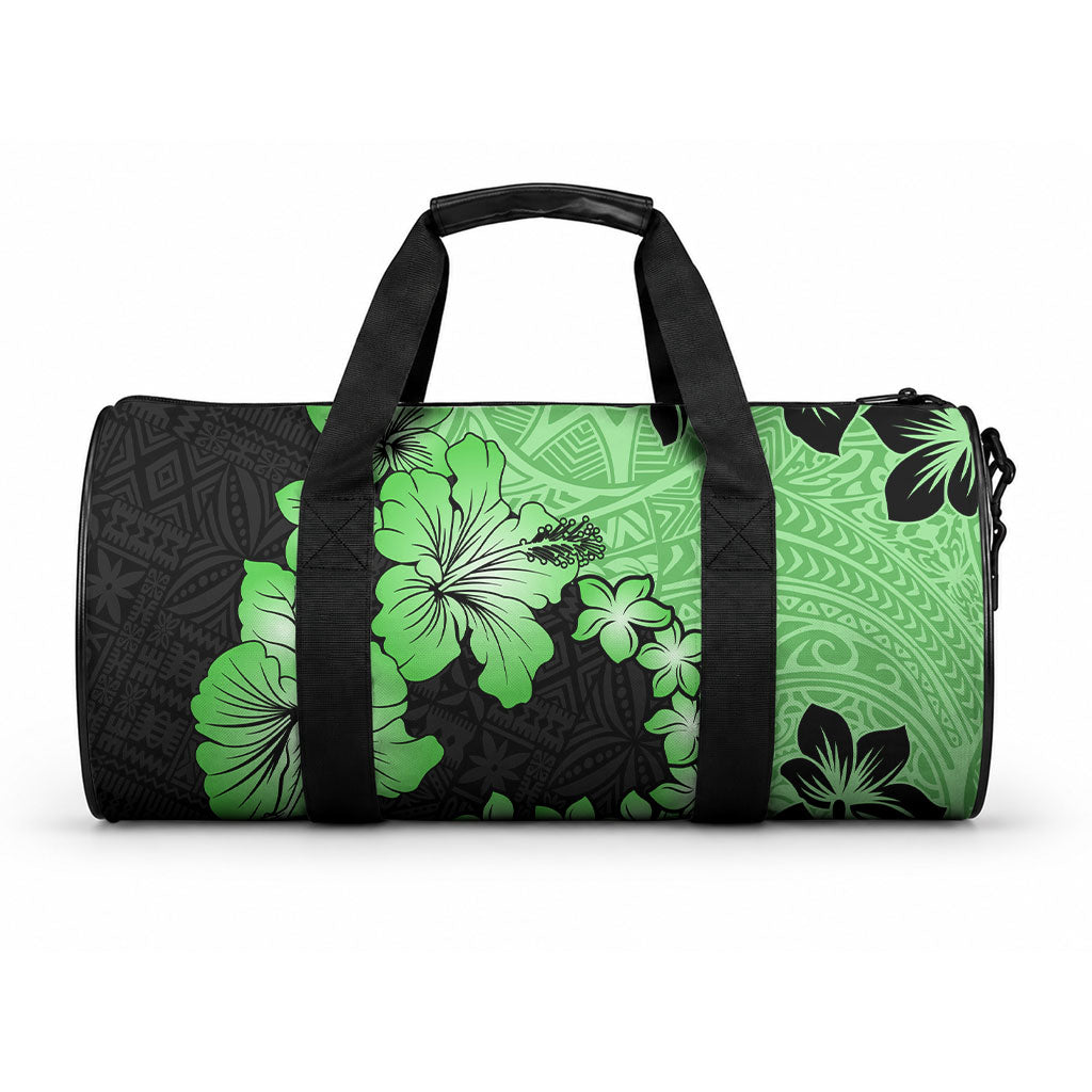 Green Hawaii Duffle Bag Tapa Cloth Mix Tropical Flowers Pastel Vibes LT14 One size Green - Polynesian Pride