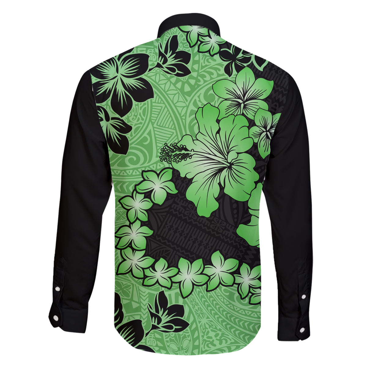 Green Hawaii Family Matching Short Sleeve Bodycon Dress and Hawaiian Shirt Tapa Cloth Mix Tropical Flowers Pastel Vibes LT14 - Polynesian Pride