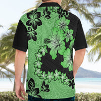Green Hawaii Hawaiian Shirt Tapa Cloth Mix Tropical Flowers Pastel Vibes LT14 - Polynesian Pride