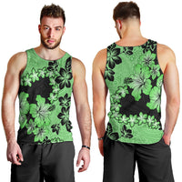Green Hawaii Men Tank Top Tapa Cloth Mix Tropical Flowers Pastel Vibes LT14 - Polynesian Pride