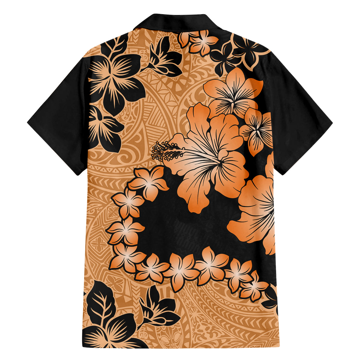 Orange Hawaii Family Matching Long Sleeve Bodycon Dress and Hawaiian Shirt Tapa Cloth Mix Tropical Flowers Pastel Vibes LT14 - Polynesian Pride