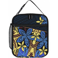 Polynesia Fabric Lunch Bag Polynesian Tribal With Frangipani Flowers LT14 10.2 × 8.3 × 4.3 inch Blue - Polynesian Pride