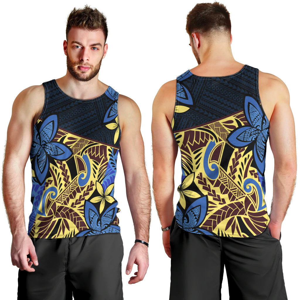 Polynesia Fabric Men Tank Top Polynesian Tribal With Frangipani Flowers LT14 - Polynesian Pride