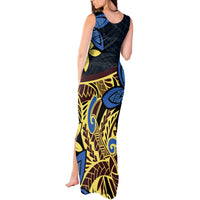 Polynesia Fabric Tank Maxi Dress Polynesian Tribal With Frangipani Flowers LT14 - Polynesian Pride