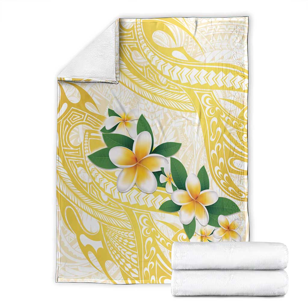 Gold And White Polynesia Plumeria Blanket Curves Tropical Vibes