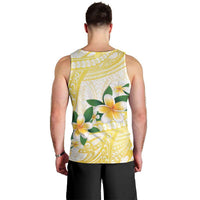 Gold And White Polynesia Plumeria Men Tank Top Curves Tropical Vibes