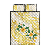 Gold And White Polynesia Plumeria Quilt Bed Set Curves Tropical Vibes