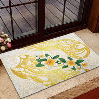 Gold And White Polynesia Plumeria Rubber Doormat Curves Tropical Vibes