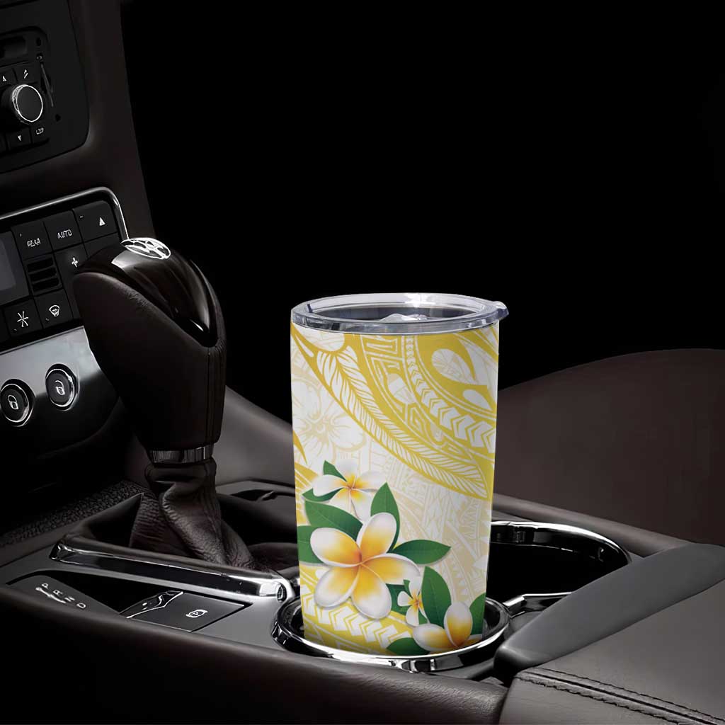 Gold And White Polynesia Plumeria Tumbler Cup Curves Tropical Vibes