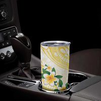 Gold And White Polynesia Plumeria Tumbler Cup Curves Tropical Vibes
