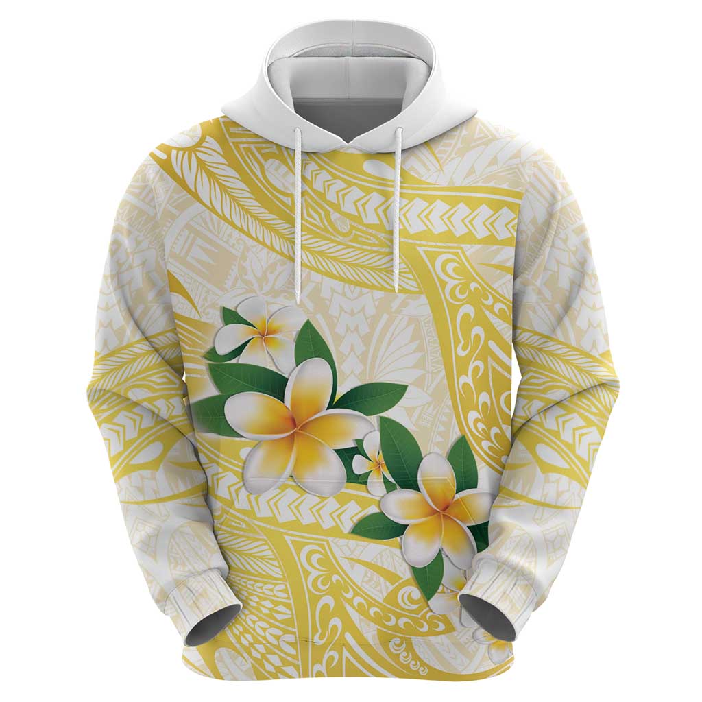 Gold And White Polynesia Plumeria Zip Hoodie Curves Tropical Vibes