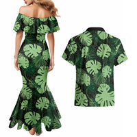 Green Hawaii Kukui Nut Lei Couples Matching Mermaid Dress and Hawaiian Shirt Hawaiian Pattern Monstera Tropical Vibes - Polynesian Pride