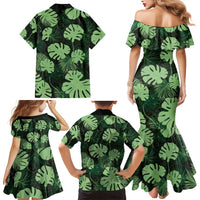 Green Hawaii Kukui Nut Lei Family Matching Mermaid Dress and Hawaiian Shirt Hawaiian Pattern Monstera Tropical Vibes - Polynesian Pride