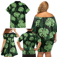 Green Hawaii Kukui Nut Lei Family Matching Off Shoulder Short Dress and Hawaiian Shirt Hawaiian Pattern Monstera Tropical Vibes - Polynesian Pride