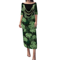 Green Hawaii Kukui Nut Lei Family Matching Puletasi and Hawaiian Shirt Hawaiian Pattern Monstera Tropical Vibes - Polynesian Pride