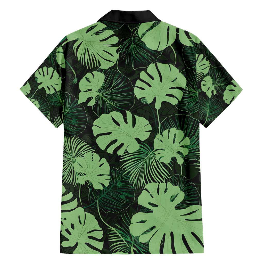 Green Hawaii Kukui Nut Lei Family Matching Short Sleeve Bodycon Dress and Hawaiian Shirt Hawaiian Pattern Monstera Tropical Vibes - Polynesian Pride