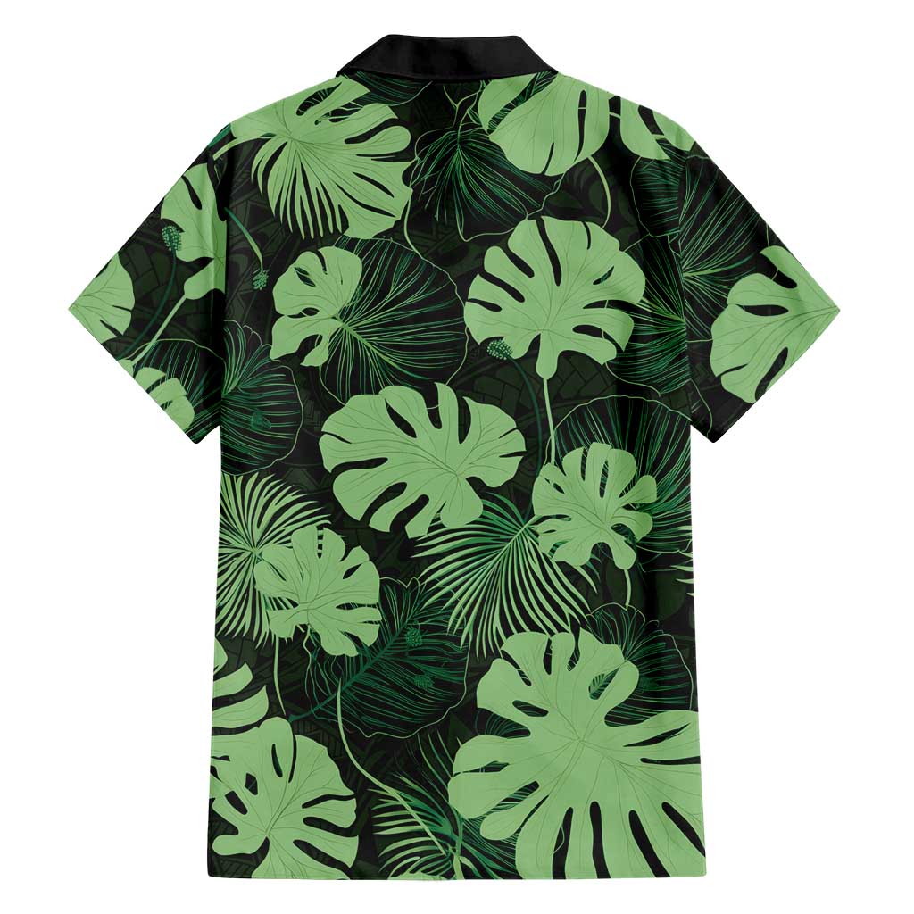 Green Hawaii Kukui Nut Lei Family Matching Summer Maxi Dress and Hawaiian Shirt Hawaiian Pattern Monstera Tropical Vibes - Polynesian Pride