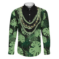 Green Hawaii Kukui Nut Lei Family Matching Summer Maxi Dress and Hawaiian Shirt Hawaiian Pattern Monstera Tropical Vibes - Polynesian Pride