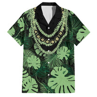 Green Hawaii Kukui Nut Lei Family Matching Tank Maxi Dress and Hawaiian Shirt Hawaiian Pattern Monstera Tropical Vibes - Polynesian Pride
