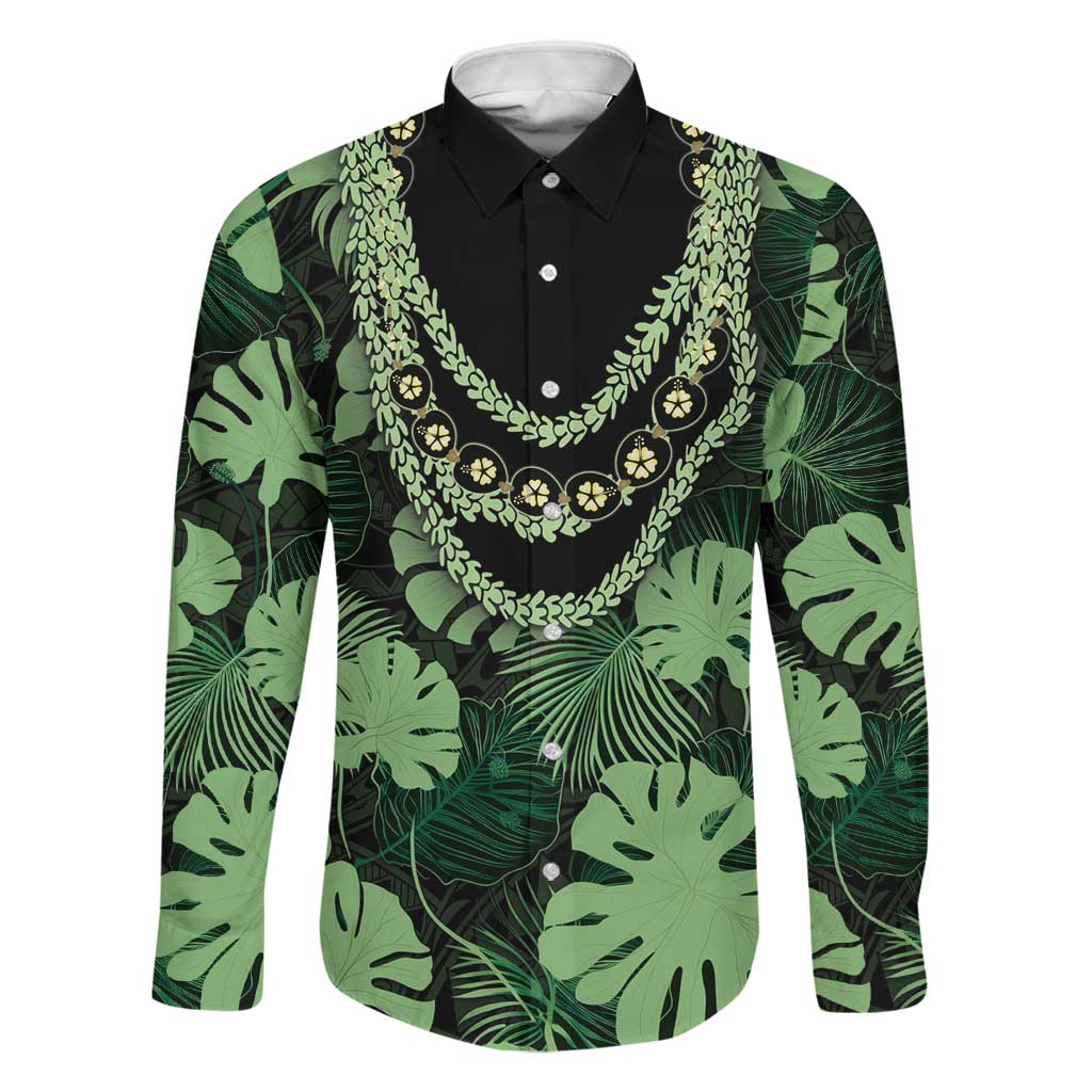 Green Hawaii Kukui Nut Lei Family Matching Tank Maxi Dress and Hawaiian Shirt Hawaiian Pattern Monstera Tropical Vibes - Polynesian Pride