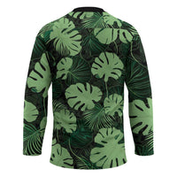Green Hawaii Kukui Nut Lei Hockey Jersey Hawaiian Pattern Monstera Tropical Vibes - Polynesian Pride